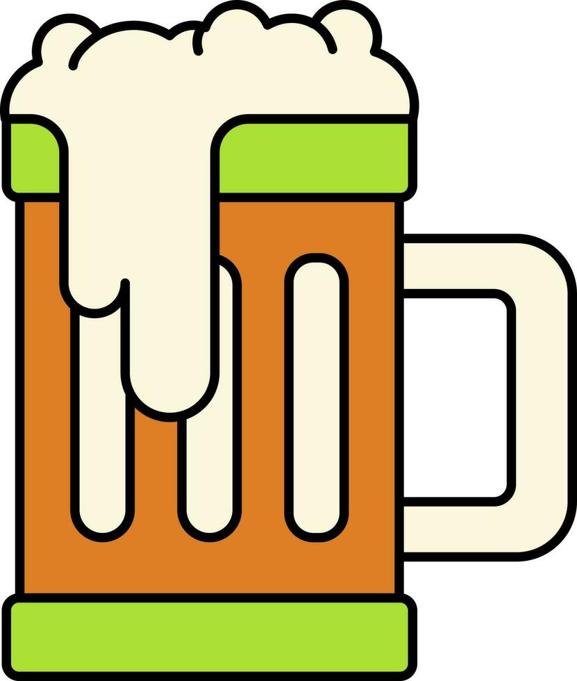 Beer Mug Icon In Orange And Green Color. vector