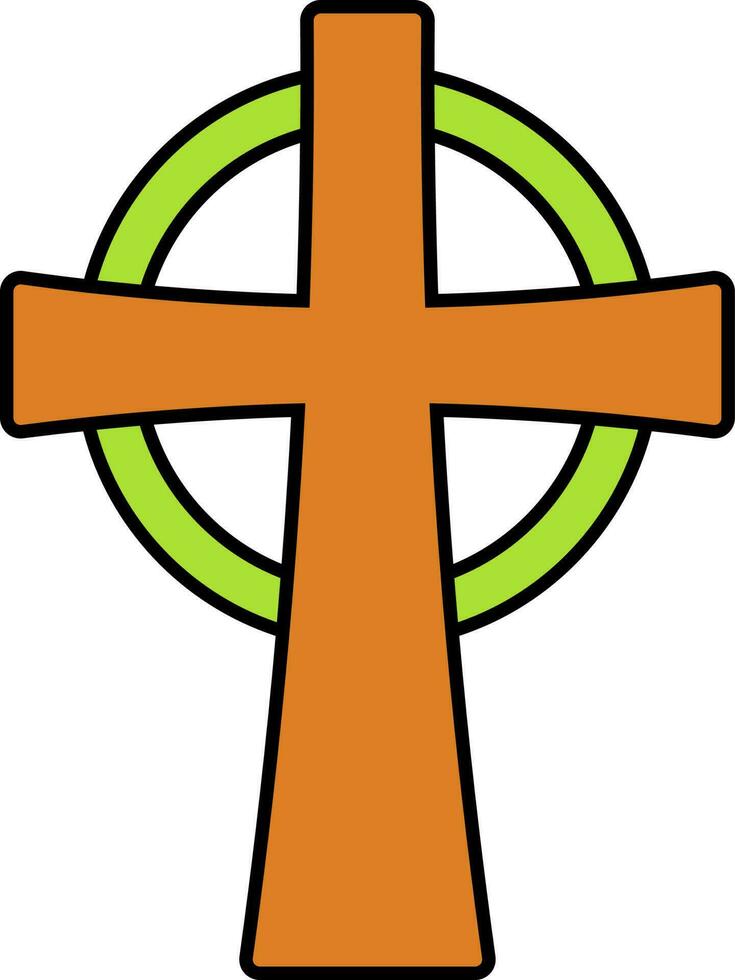 Christian Symbol Or Icon In Orange And Green Color. vector