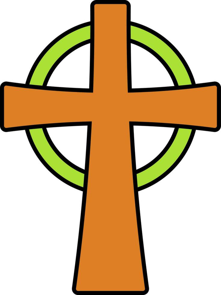 Christian Symbol Or Icon In Orange And Green Color. vector