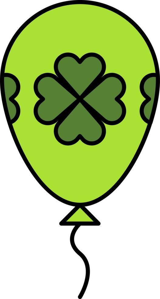 Clover Balloon Flat Icon In Green Color. vector
