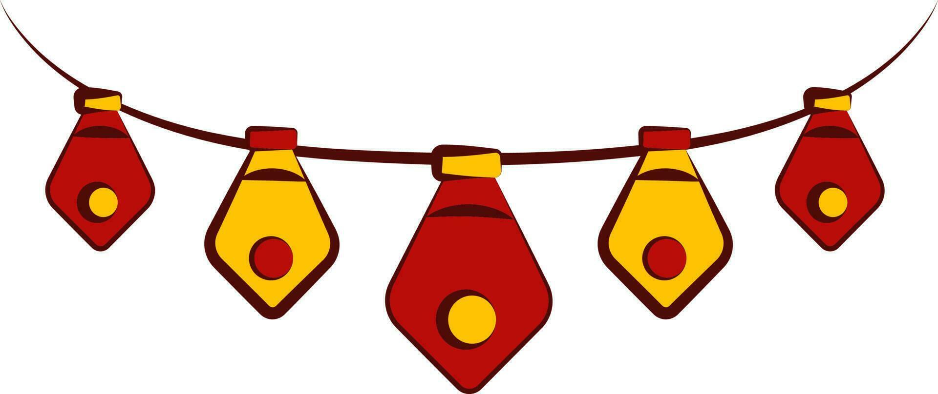 Beautiful Hanging Garland Icon In Red And Yellow Color. vector
