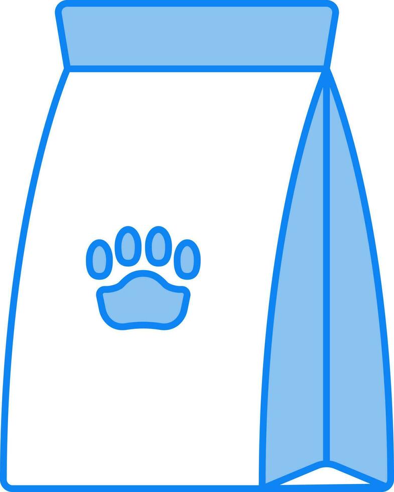 mascota comida paquete icono en azul y blanco color. vector