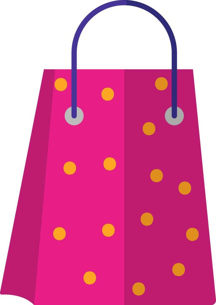 rosado y amarillo punteado compras bolso plano icono. vector