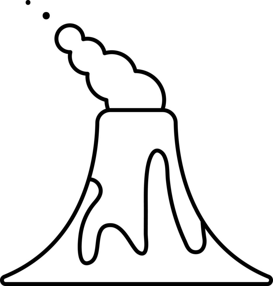 Black Stroke Illustration Of Volcano Icon. vector