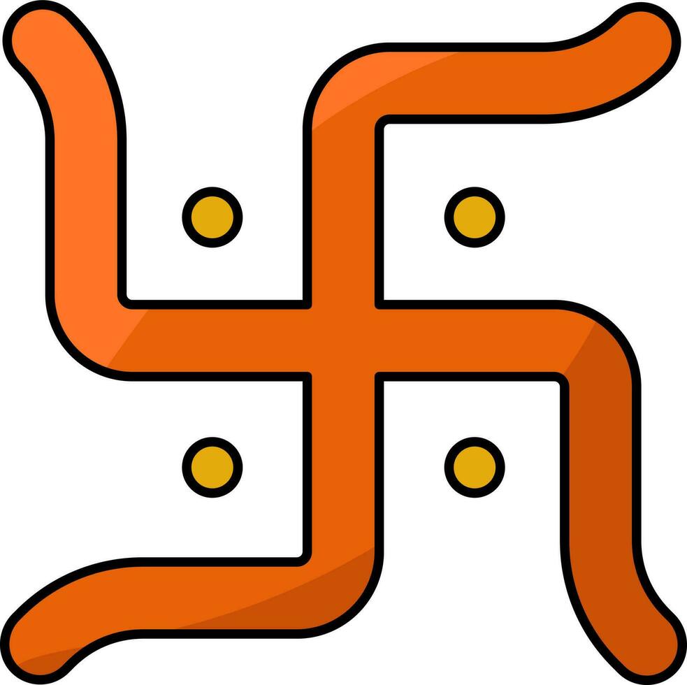Orange Swastika Symbol Or Icon. vector