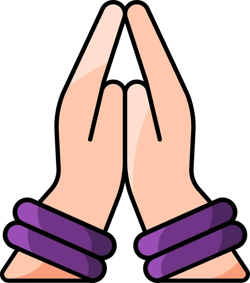 Isolated Namaste Or Pray Hand Icon In Flat Style. vector