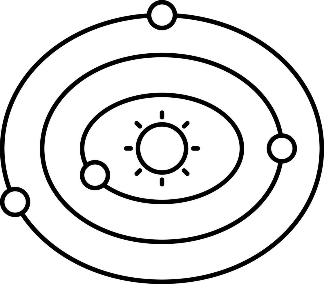 Black Stroke Illustration Of Solar System Icon. vector