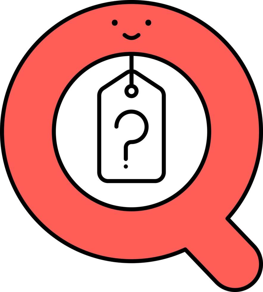 Cute Q Letter Cartoon And Question Words Tag Red Icon. vector