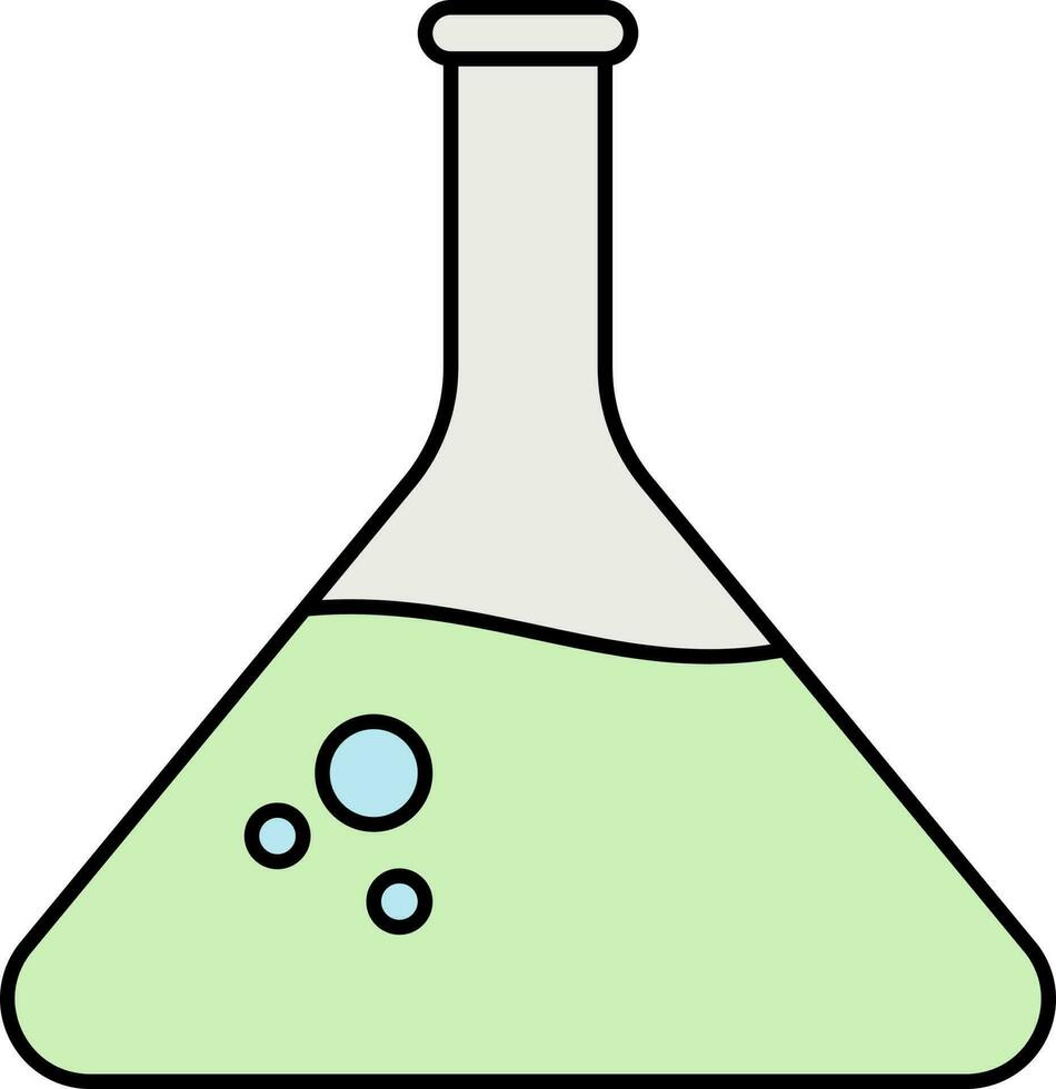 Green Liquid Conical Flask Icon In Flat Style. vector