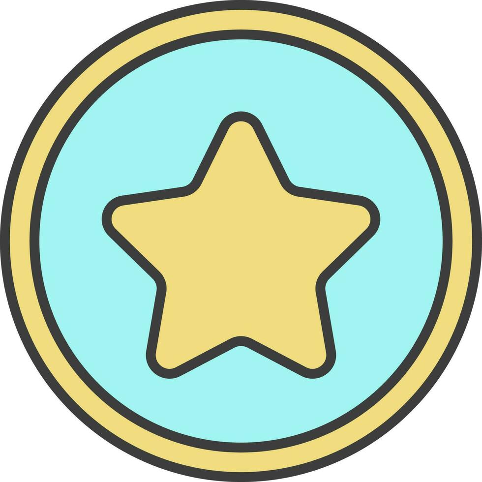 Isolated Star Button Icon In Turquoise And Yellow Color. vector