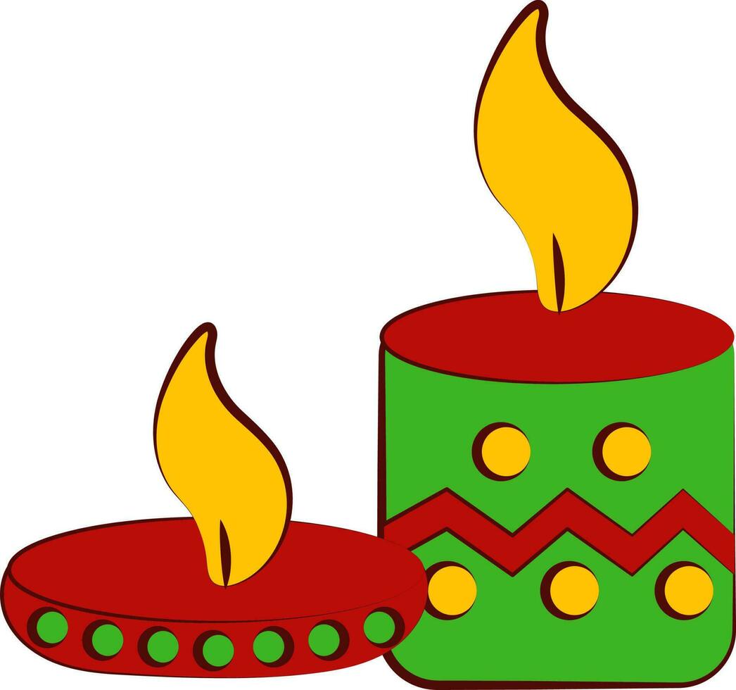 Illustration Of Two Diffrent Style Burning Candle Icon. vector