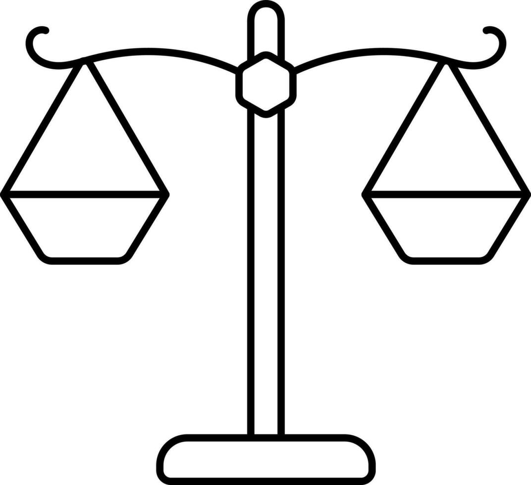 Black Thin Line Art Of Balance Scale Icon. vector