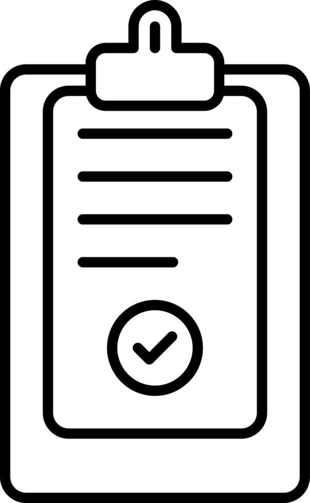 Clipboard With Document Check Icon In Line Art. vector