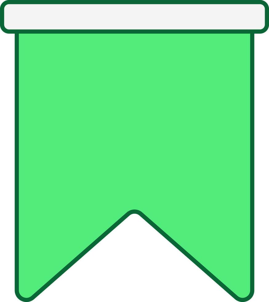 Green Pennant Flag Icon In Flat Style. vector