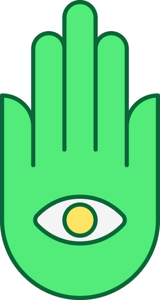 Eye Symbol Hand Green And Yellow Icon. vector