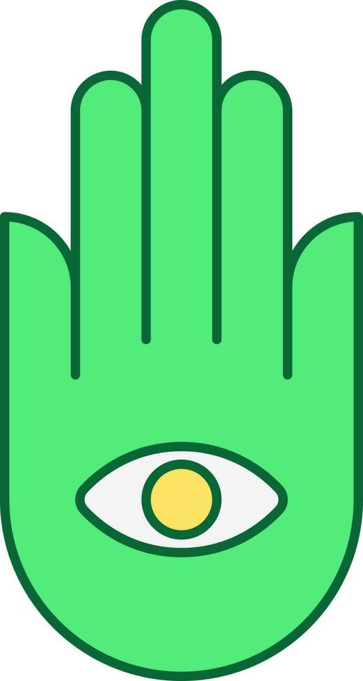 ojo símbolo mano verde y amarillo icono. vector