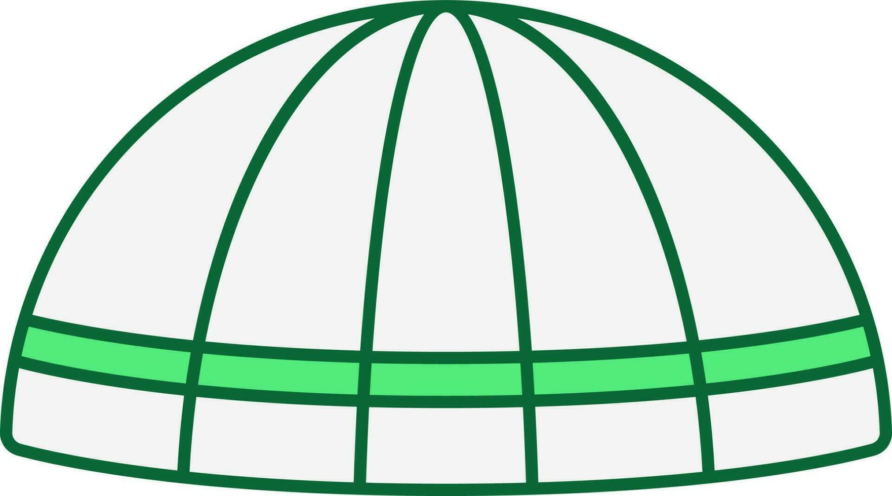 Grey And Green Kufi Hat Icon In Flat Style. vector