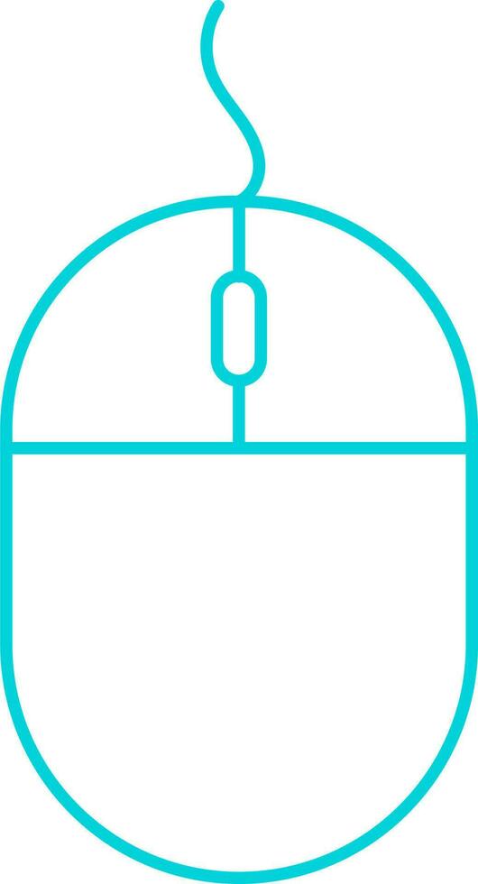 Turquoise Line Art Illustration Of Mouse Icon. vector