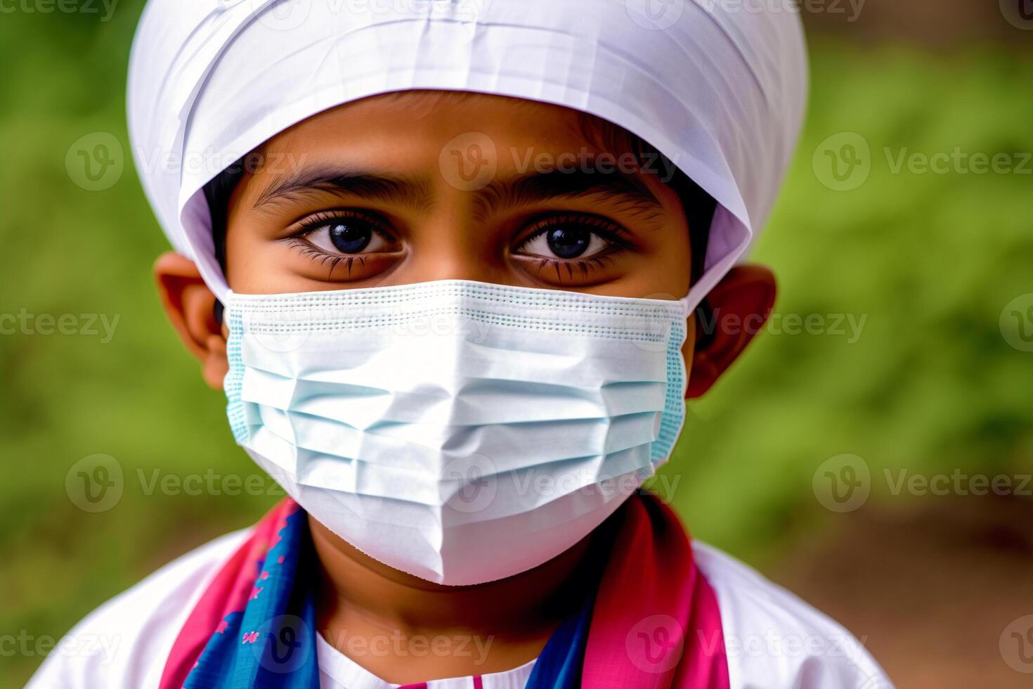 An indian boy wearing protective mask. COVID 19. Mask-Wearing with Confidence. photo
