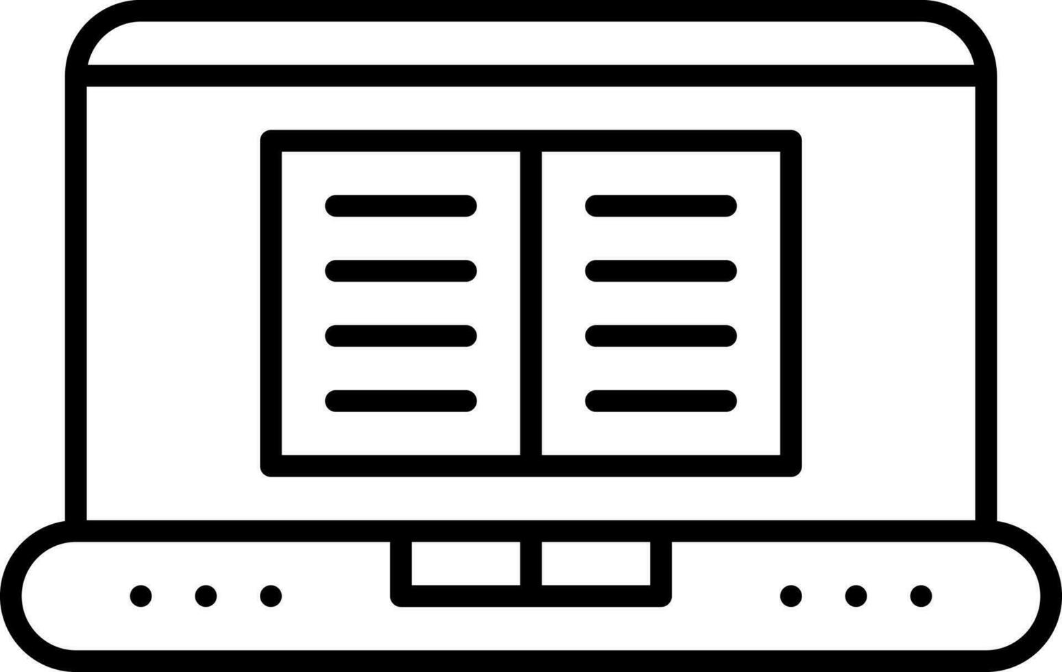 Linear Style E-Book In Laptop Icon. vector