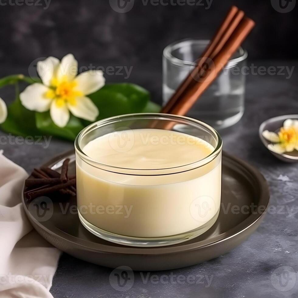 Homemade vanilla pudding. photo
