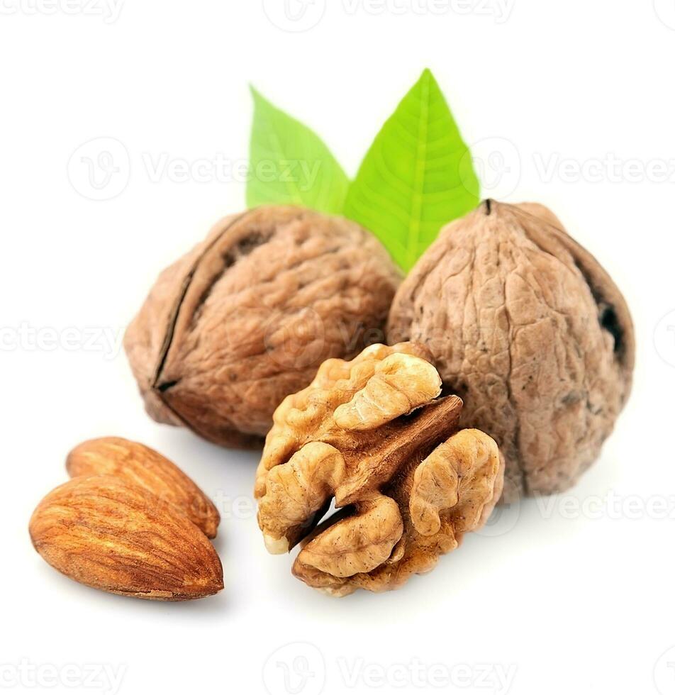 Walnuts and almonds nuts. photo