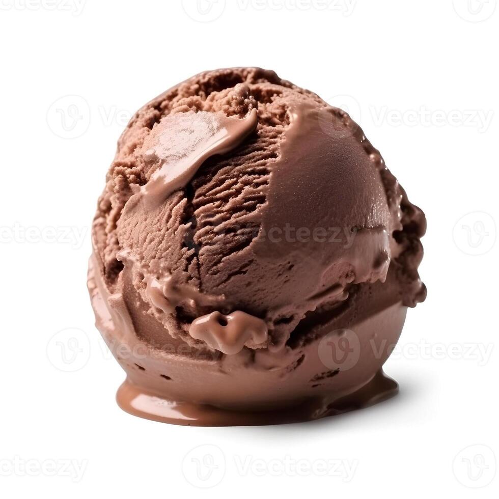 .Chocolate ice cream ball on a white background. Illustration. . photo