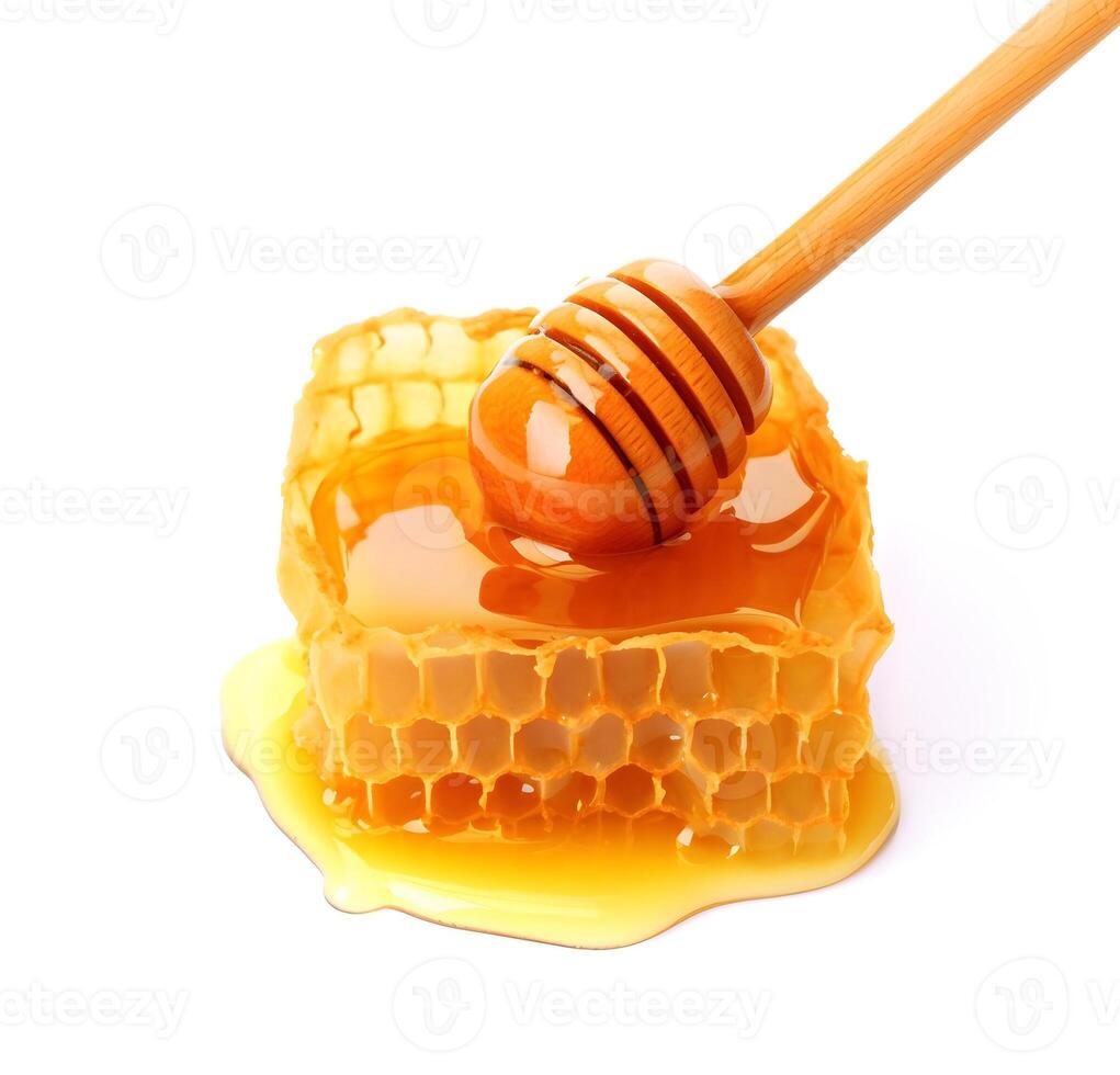 panal con miel en blanco fondos.ai generativo foto