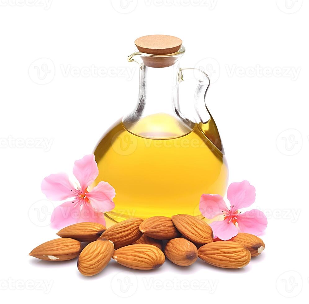 .Almonds nuts with almonds oil photo