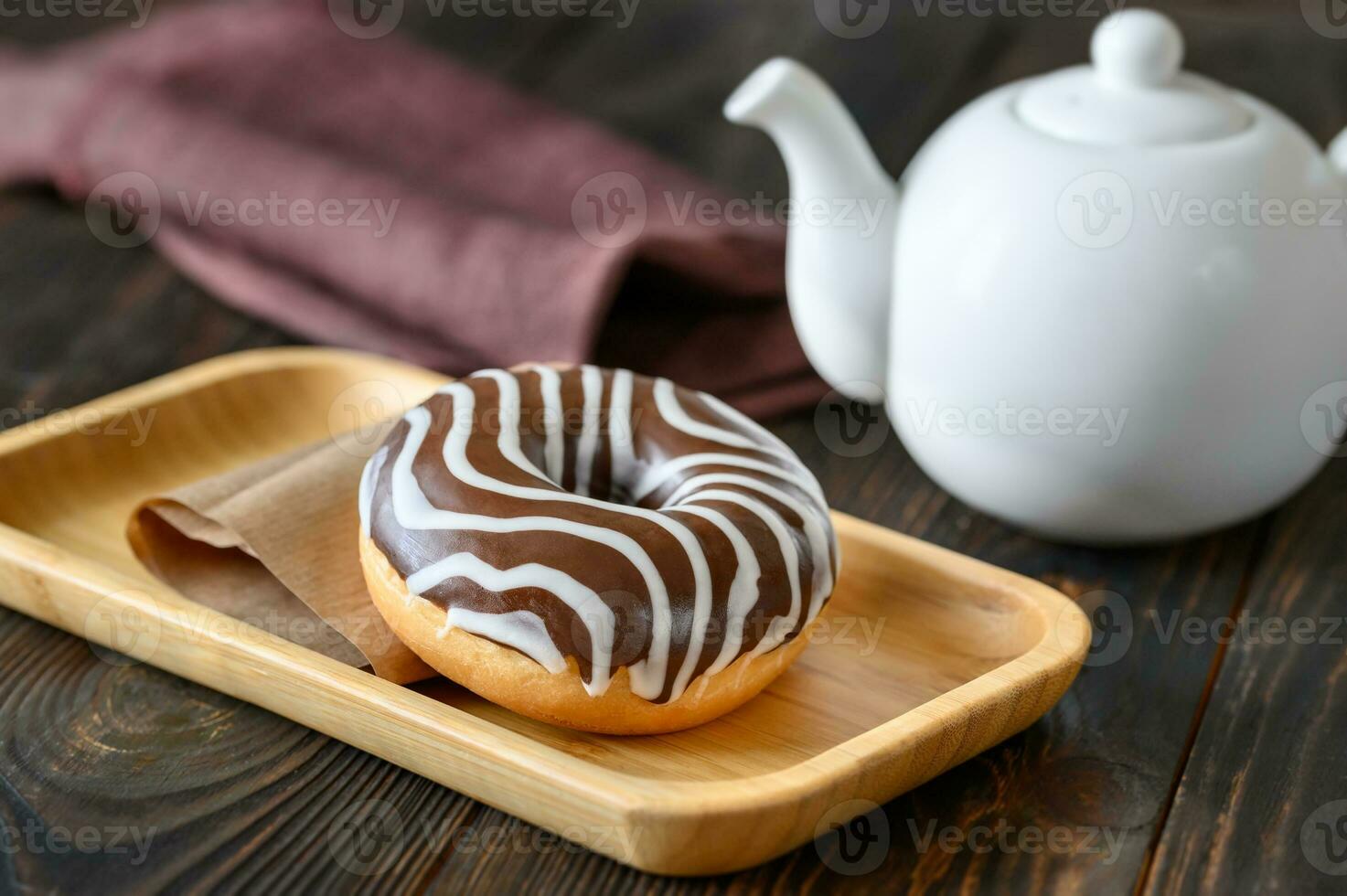 Chocolate donut closeup photo