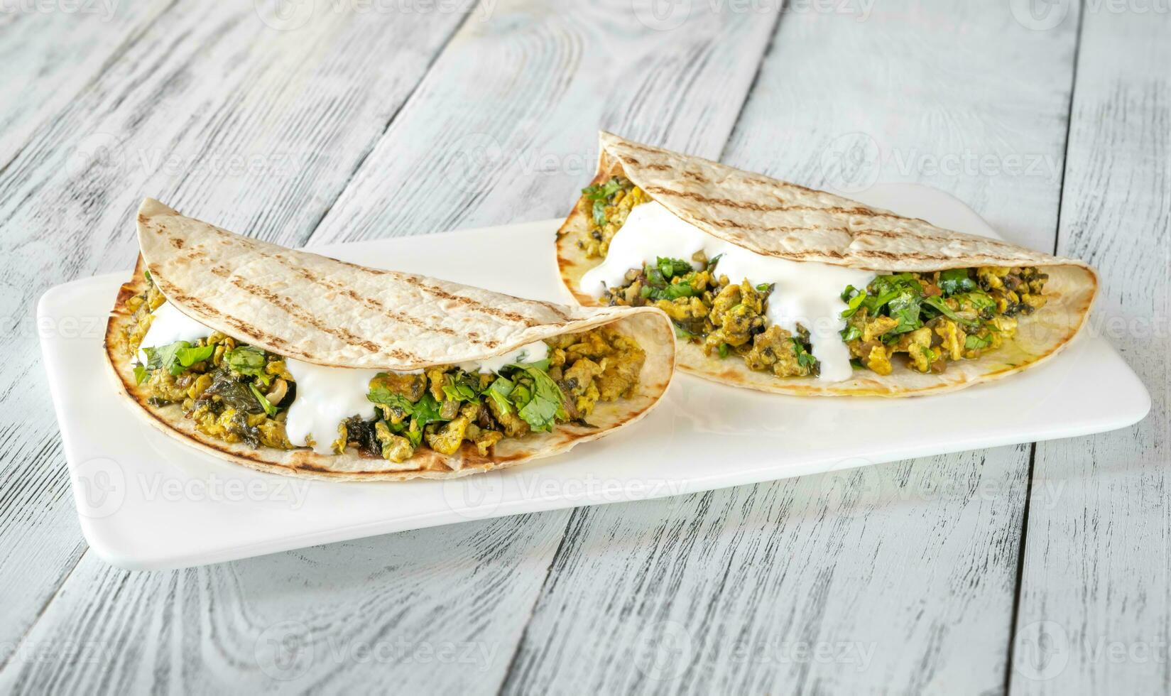 Indian egg and spinach wraps photo
