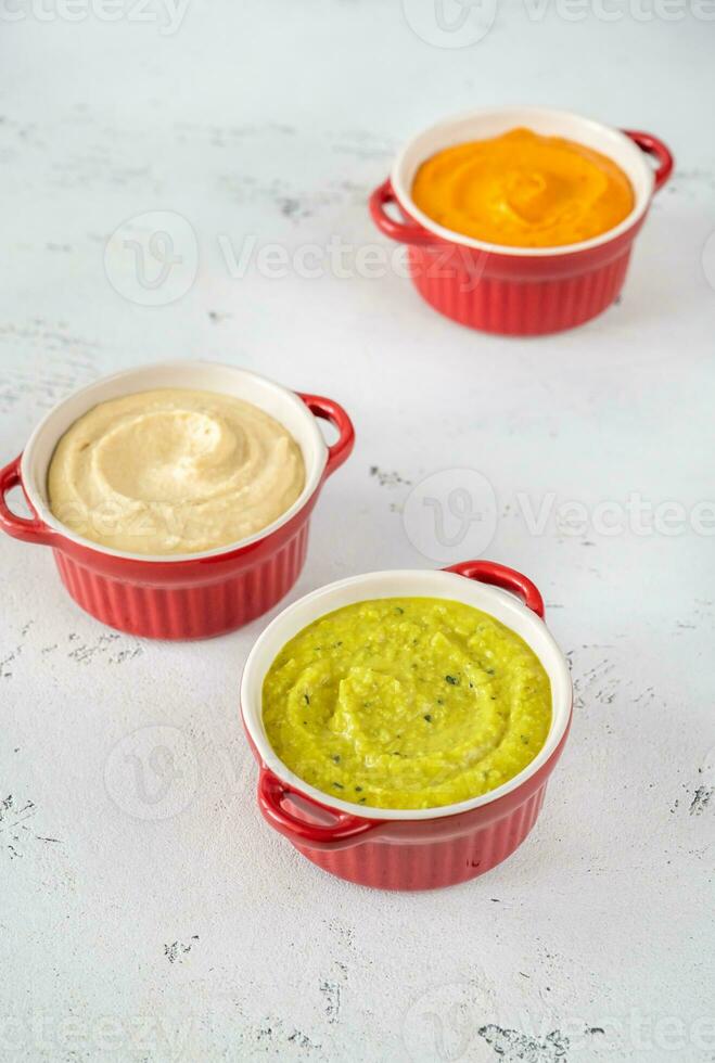 Assortment of hummus photo