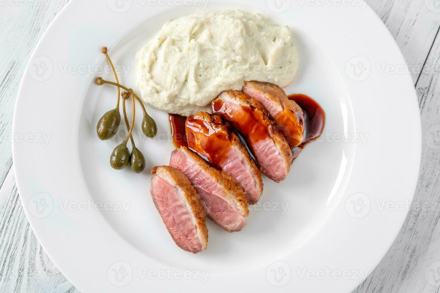 Fried duck breast photo