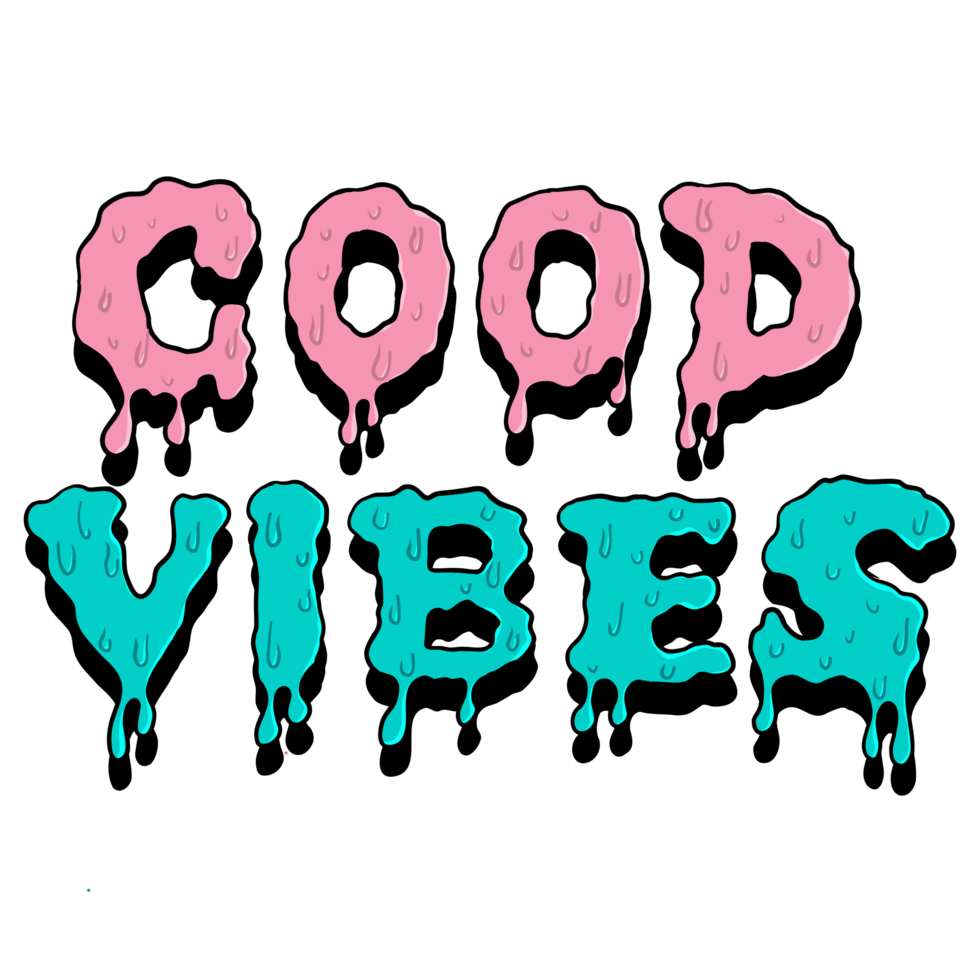 Good Vibes Word Retro Colorful Lettering, Hand Draw png
