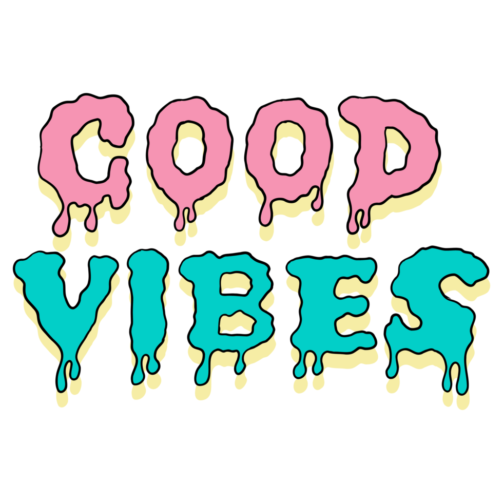 Good Vibes Word Retro Colorful Lettering, Hand Draw png