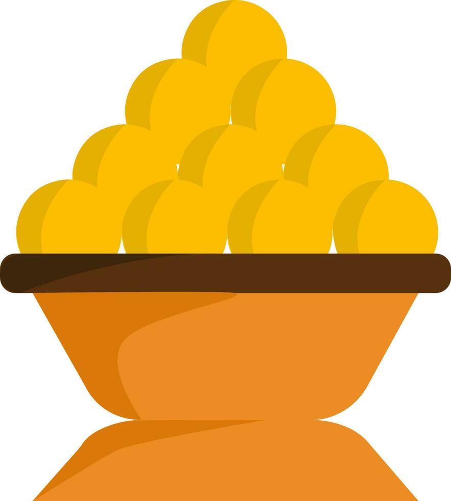 Sweets Balls Bowl Icon In Yellow Color. vector