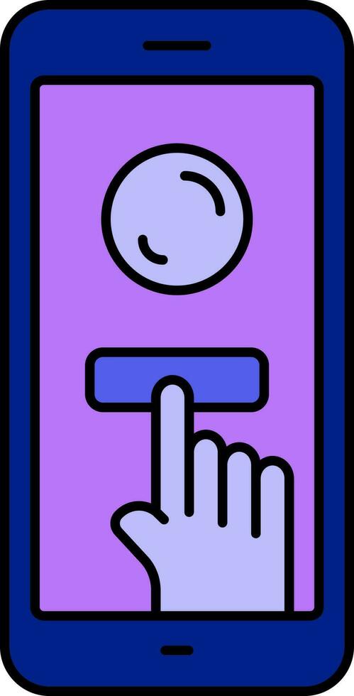 Hand Click Coin Through Smartphone For Online Payment Blue And Purple Icon. vector