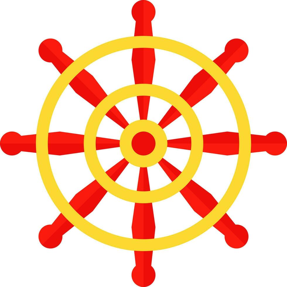 Isolated Dharmachakra Dharma Wheel symbol Or Icon In Flat Style. vector