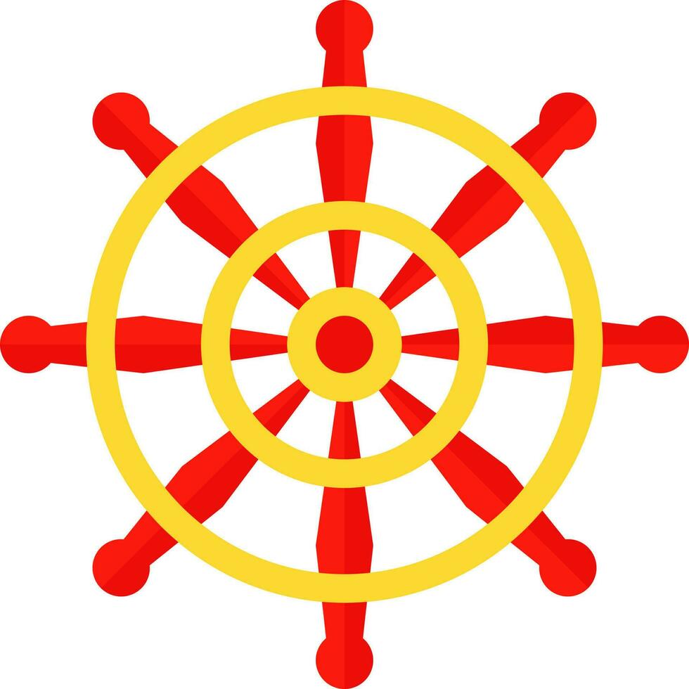 Isolated Dharmachakra Dharma Wheel symbol Or Icon In Flat Style. vector