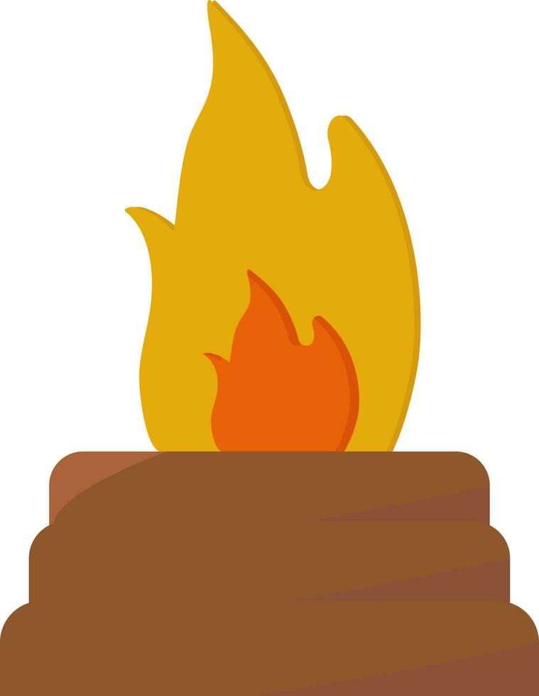 Flat Style Fire Pit Colorful Icon. vector