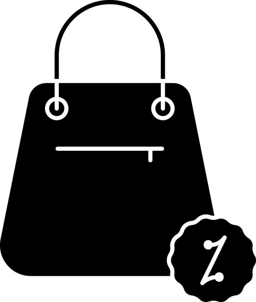 descuento oferta para bolso glifo icono. vector