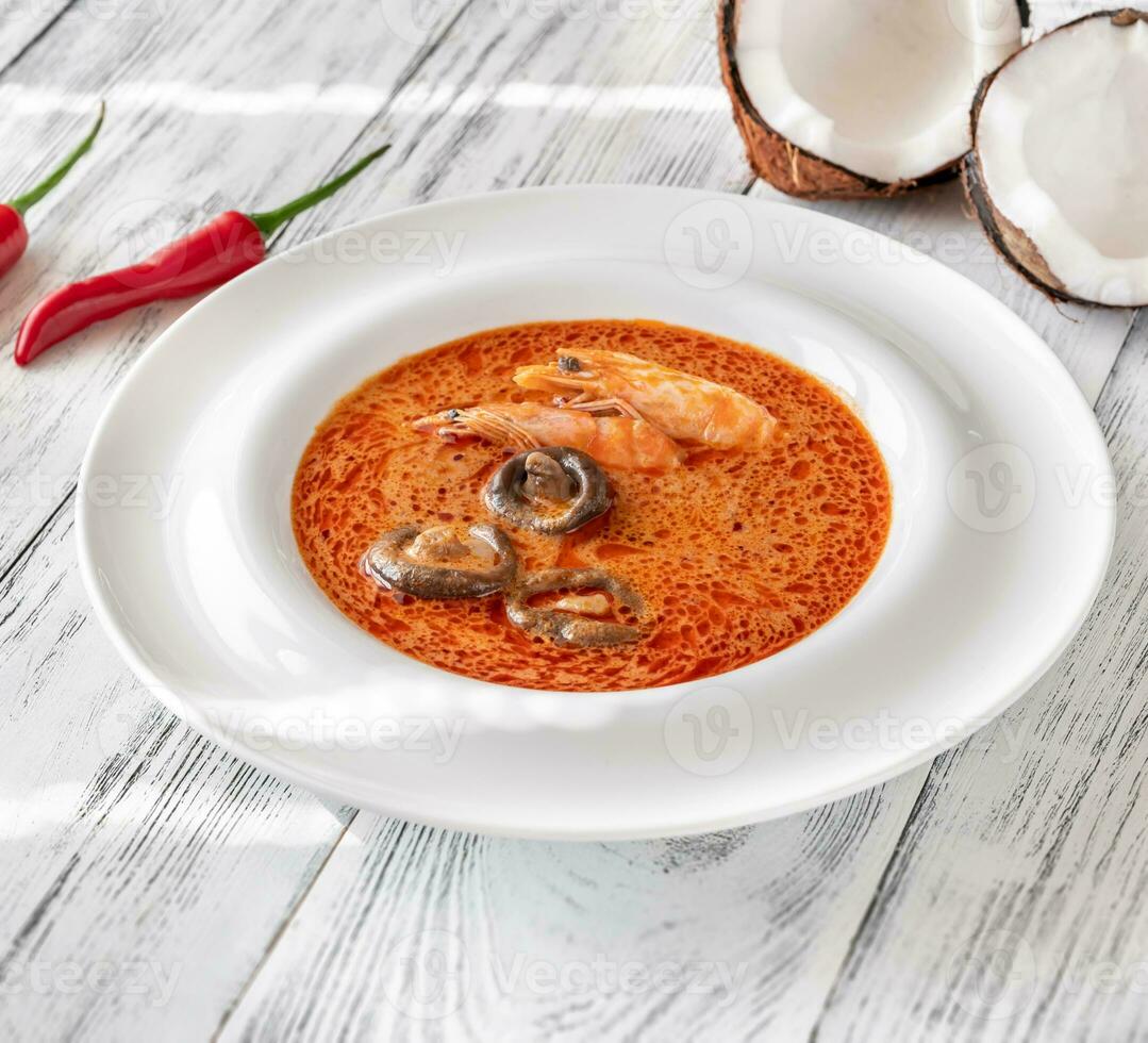 Portion of Tom Yum soup photo