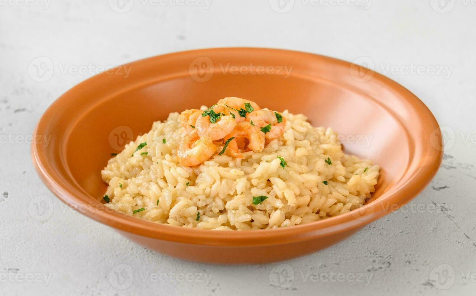 Portion of risotto with prawn photo