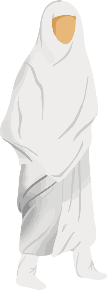Muslimah wear Ihram Uniform for Hajj png