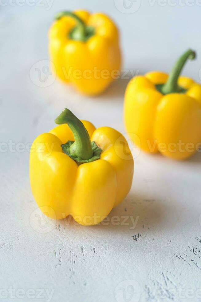 Fresh yellow bell peppers photo