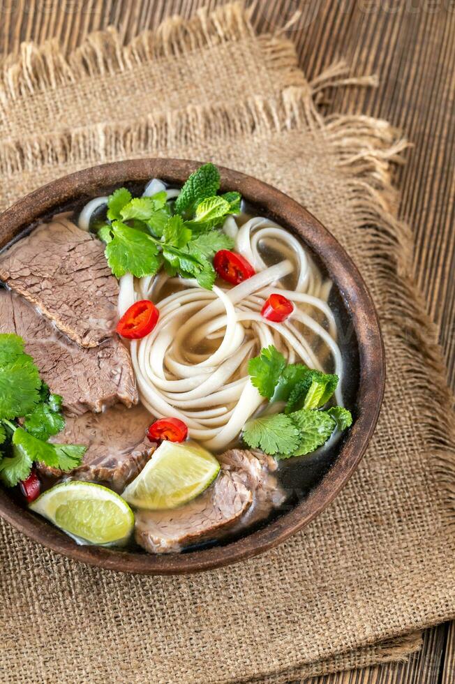 Bowl of Vietnamese pho bo photo