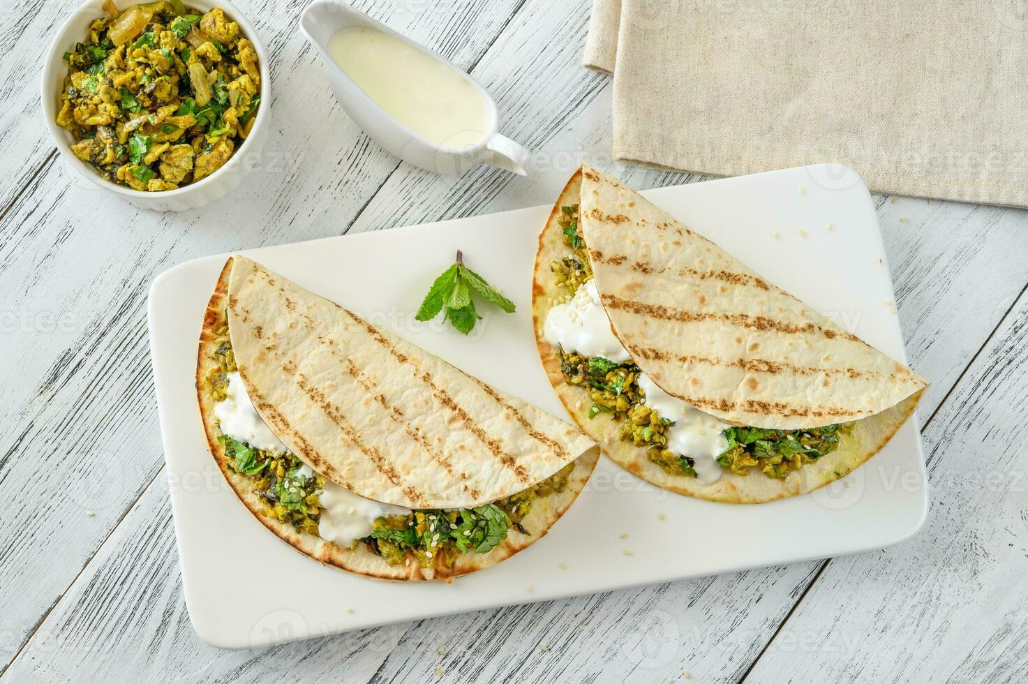 Indian egg and spinach wraps photo