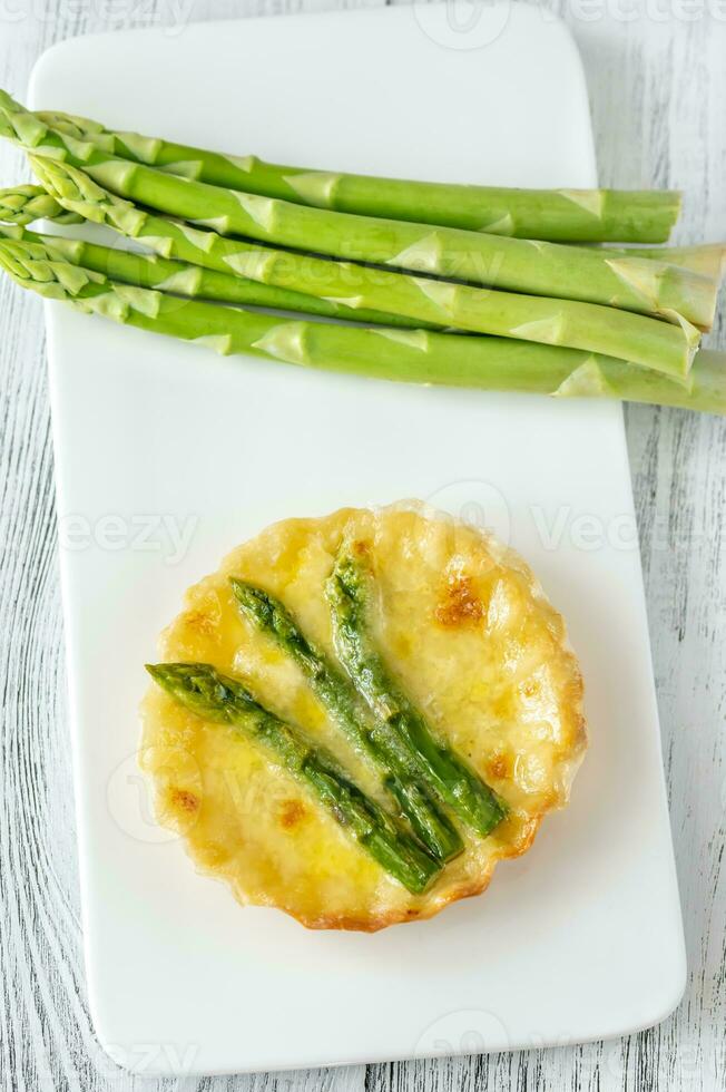 Asparagus tart flat lay photo