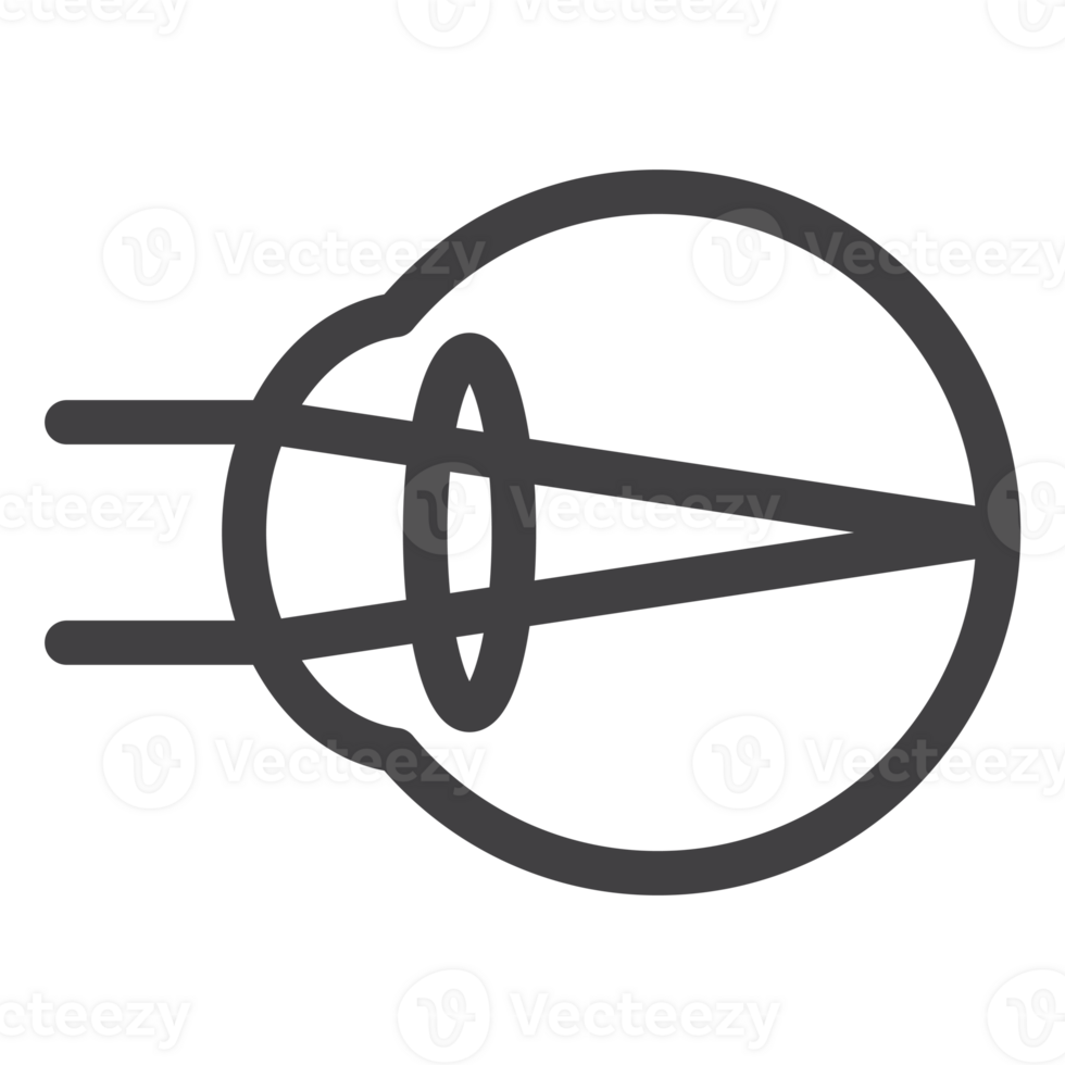 human eye, lens focus inside an eyeball, simple thin line icon png
