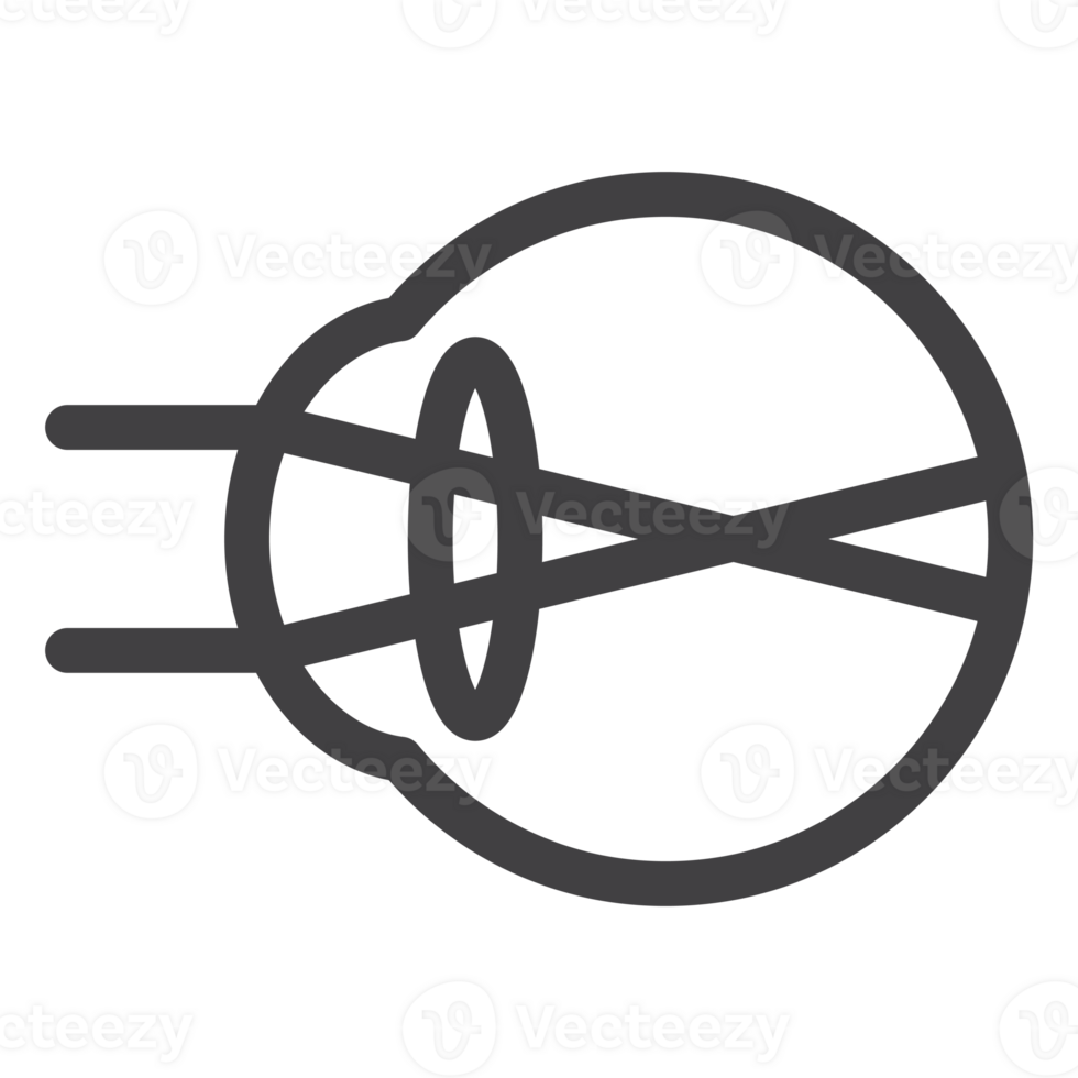 menselijk oog, lens focus binnen een oogbol, gemakkelijk dun lijn icoon png